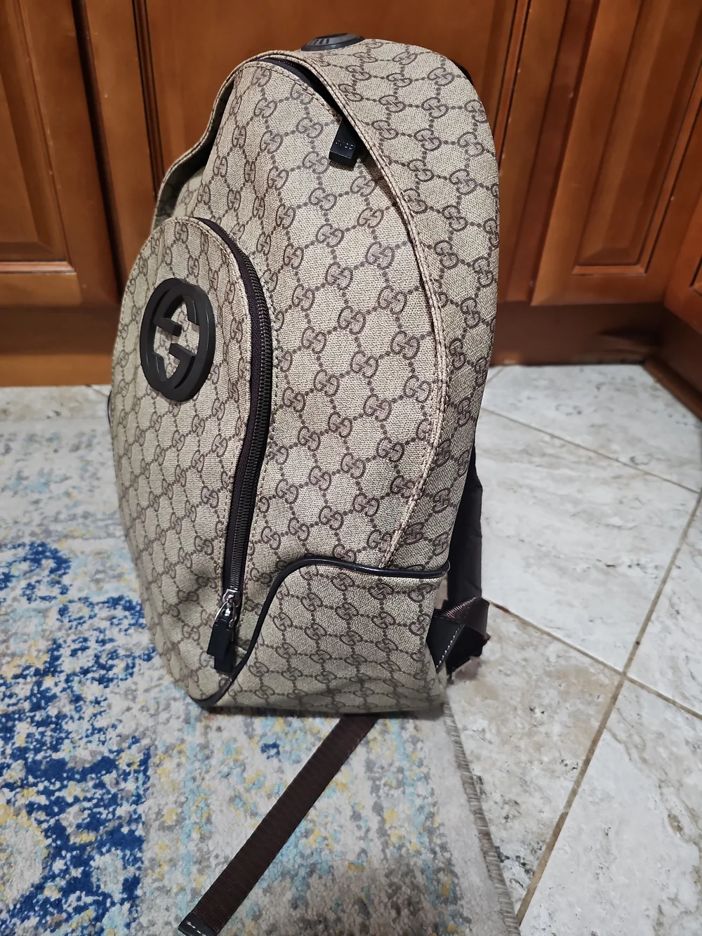 Gucci Beige/Brown GG Supreme Canvas Interlocking G Backpack